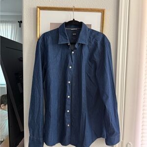 Boss Men's Dark Blue Casual Button Down Shirt